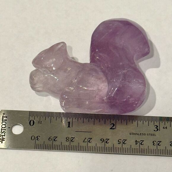 Cute Hand Carved Natural Amethyst Squirrel - Picture 7 of 7
